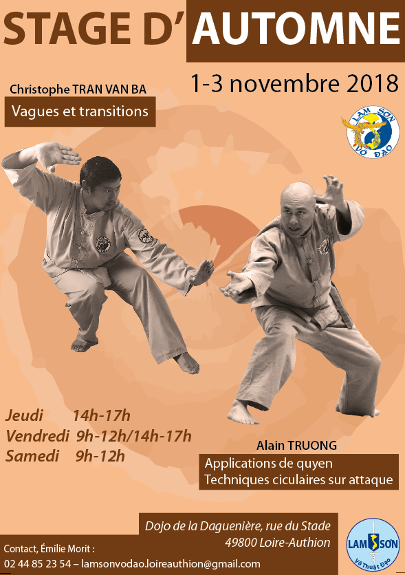 Stage d'automne du 1 au 3 novembre 2018